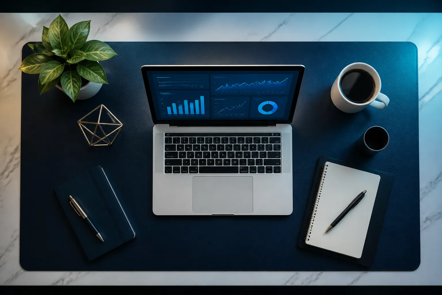 Entrepreneur workspace with VelorixAI platform open on laptop